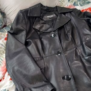 KENNETH COLE LEATHER COAT L